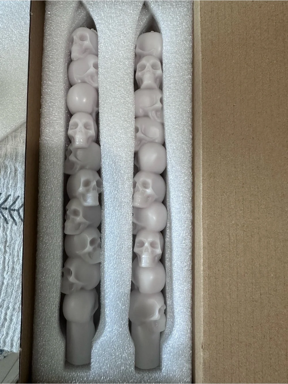 White Skull Stack Decorative Taper Candles - Home Party Supplies